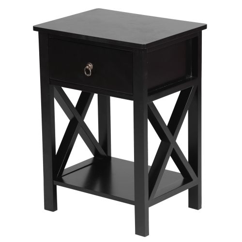 Black, MDF Painted, 40x30x55cm, Bedside Table Black, MDF Painted, 40x30x55cm, Bedside Table