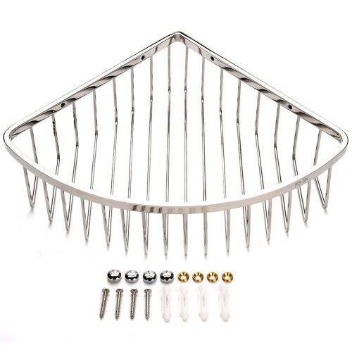 Stainless Steel Bathroom Shower Corner Basket Storage Shelf Wall Mounted Holder Organizer